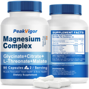 Magnesium Complex Capsules | 5-in-1 Formula | Dietary Supplement | 60 Capsules Per Bottle (30 Servings) | Vegan, Non-GMO
