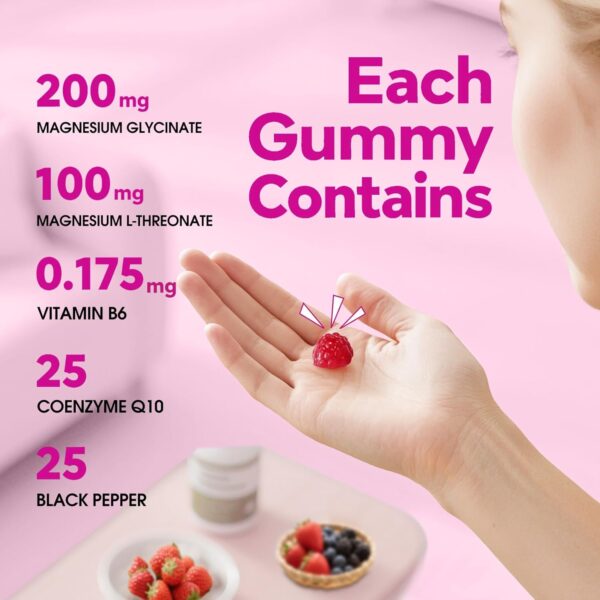 Magnesium Complex Gummies with Mg Glycinate & Magnesium L-Threonate, 120 Counts，30 Days Supply,Vegan, Organic & Gut-Friendly - 图片 3
