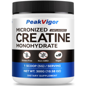 PeakVigor Micronized Creatine Monohydrate Powder -5000mg per Serving- 60 Servings-Unflavored